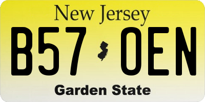 NJ license plate B57OEN
