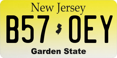 NJ license plate B57OEY