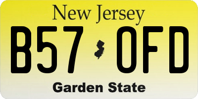 NJ license plate B57OFD