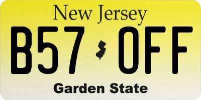 NJ license plate B57OFF