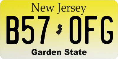 NJ license plate B57OFG