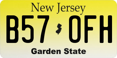 NJ license plate B57OFH