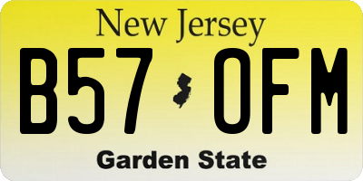 NJ license plate B57OFM