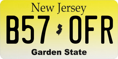 NJ license plate B57OFR
