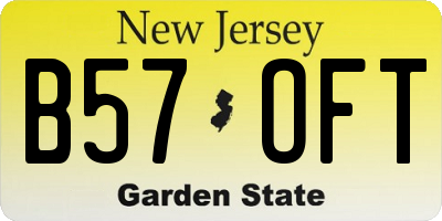 NJ license plate B57OFT