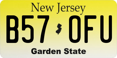 NJ license plate B57OFU