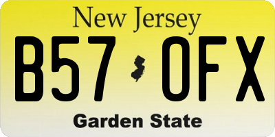 NJ license plate B57OFX