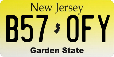 NJ license plate B57OFY