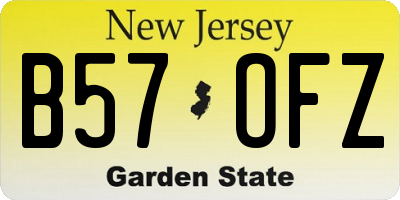 NJ license plate B57OFZ