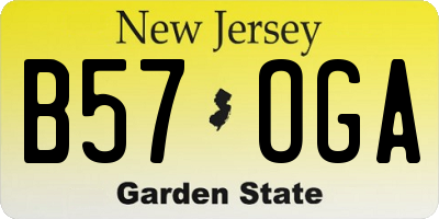 NJ license plate B57OGA