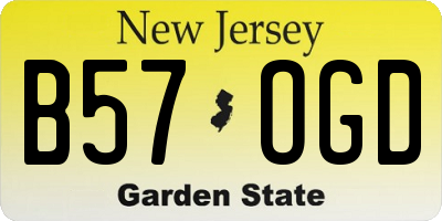 NJ license plate B57OGD