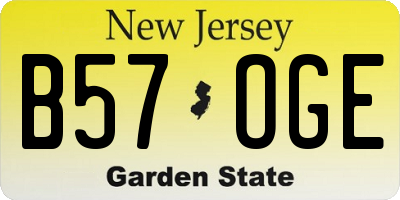 NJ license plate B57OGE