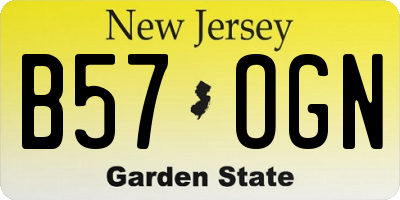 NJ license plate B57OGN