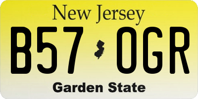 NJ license plate B57OGR