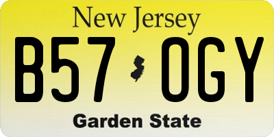 NJ license plate B57OGY