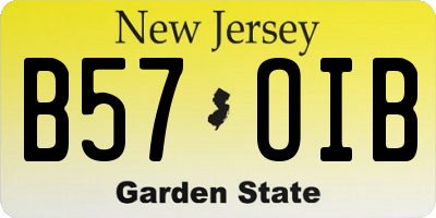 NJ license plate B57OIB