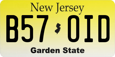 NJ license plate B57OID