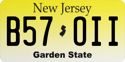 NJ license plate B57OII