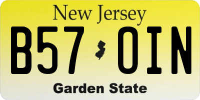 NJ license plate B57OIN