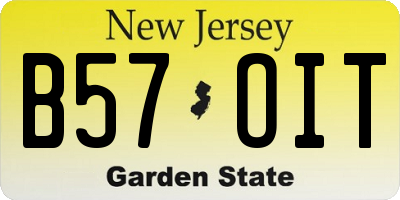 NJ license plate B57OIT