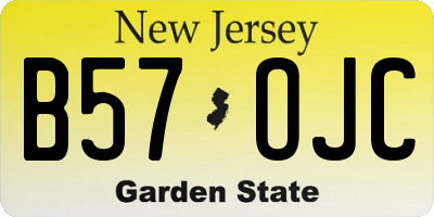 NJ license plate B57OJC
