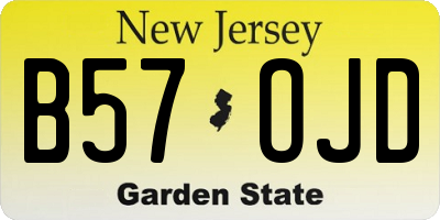 NJ license plate B57OJD