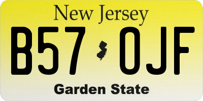 NJ license plate B57OJF