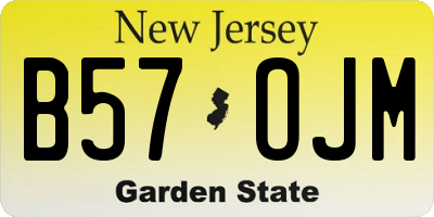 NJ license plate B57OJM