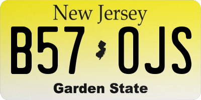 NJ license plate B57OJS