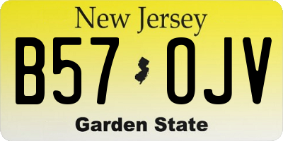 NJ license plate B57OJV