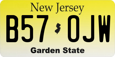 NJ license plate B57OJW