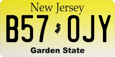 NJ license plate B57OJY