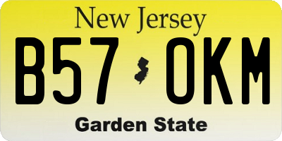 NJ license plate B57OKM