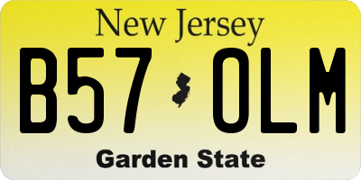 NJ license plate B57OLM