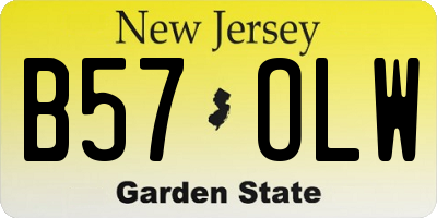 NJ license plate B57OLW