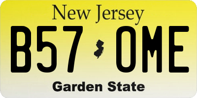 NJ license plate B57OME