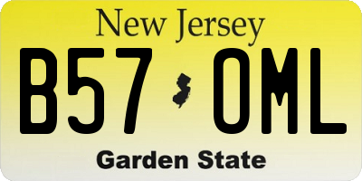 NJ license plate B57OML