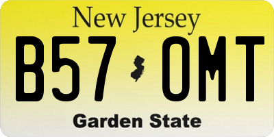 NJ license plate B57OMT