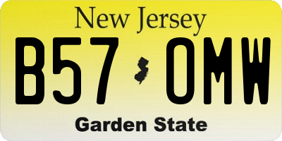 NJ license plate B57OMW
