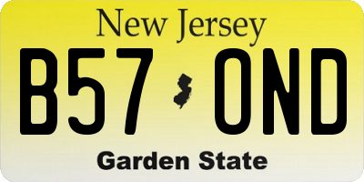 NJ license plate B57OND