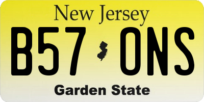 NJ license plate B57ONS