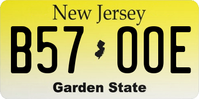 NJ license plate B57OOE
