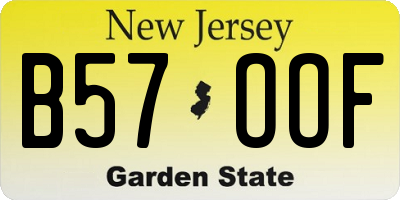 NJ license plate B57OOF