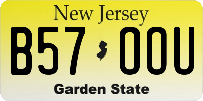 NJ license plate B57OOU