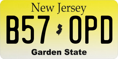 NJ license plate B57OPD