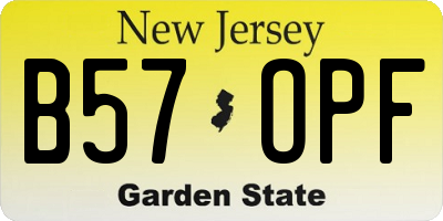 NJ license plate B57OPF