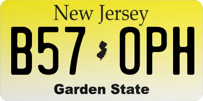 NJ license plate B57OPH