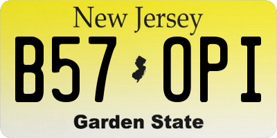 NJ license plate B57OPI