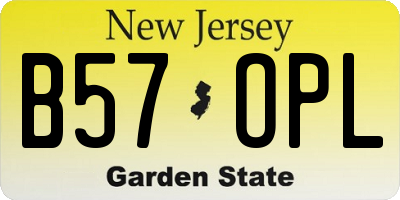 NJ license plate B57OPL