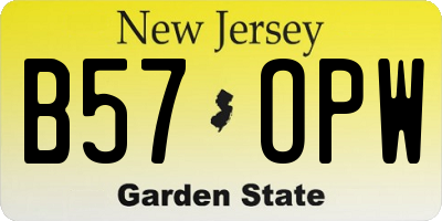 NJ license plate B57OPW